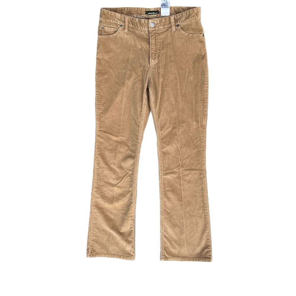 Eddie Bauer women’s Corduroy Pants Tan Brown Flare Leg Stretch Size 6 Vintage